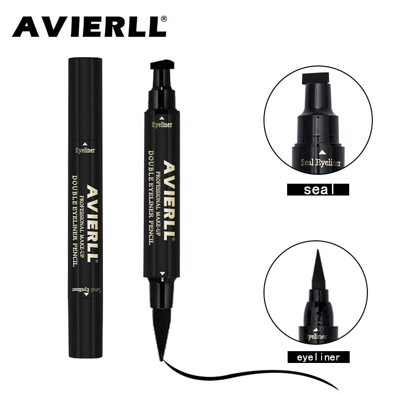 Wish cross-border makeup double head seal eyeliner pen triangle seal eyeliner 2 and 1 waterproof eyeliner pen new style