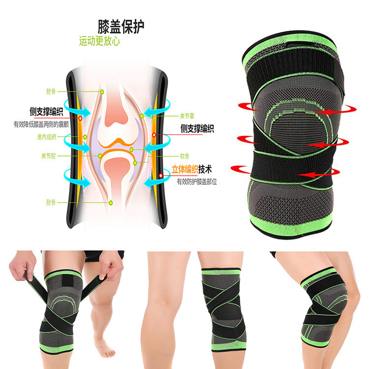 Sports compression knee pads running cycling basketball breathable strap knee pads non-slip warm nylon 3D compression knee pads