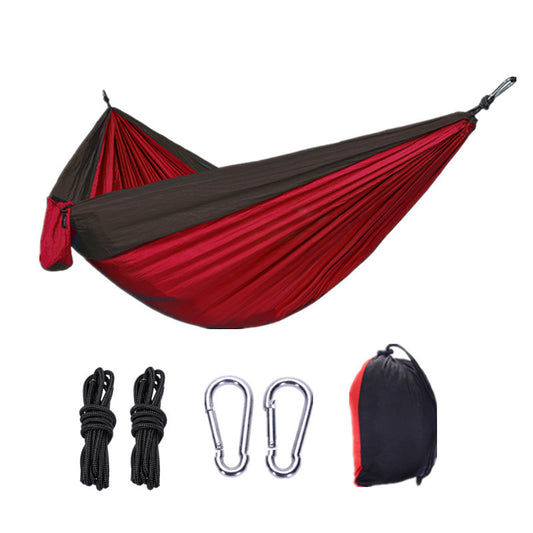 Manufacturer custom double nylon hammock outdoor camping ultra light portable nylon spinning parachute cloth color hammock