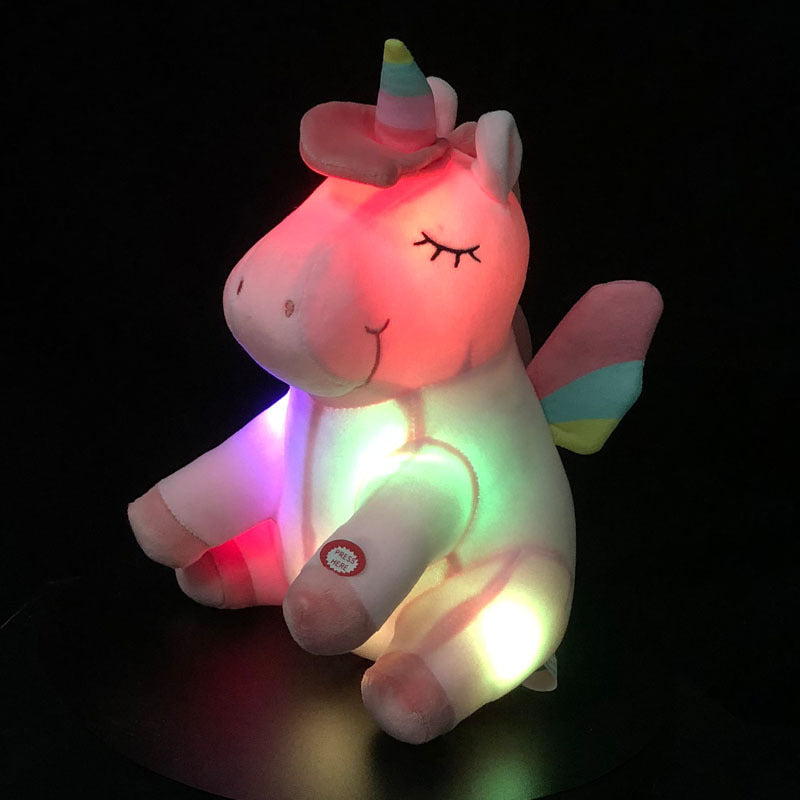 30cm LED Plush Light Up Toys Pink Unicorn Stuffed Animals Plush Cute Pony Horse Toy Soft Doll Kids Toys Christmas Birthday Gifts