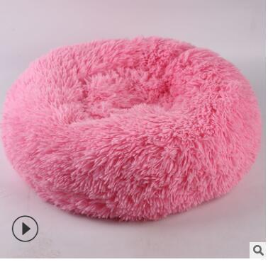 Round Plush Cat Bed House Soft Long Plush Cat Bed Round Pet Dog Bed For Small Dogs Cats Nest Winter Warm Sleeping Bed Puppy Mat