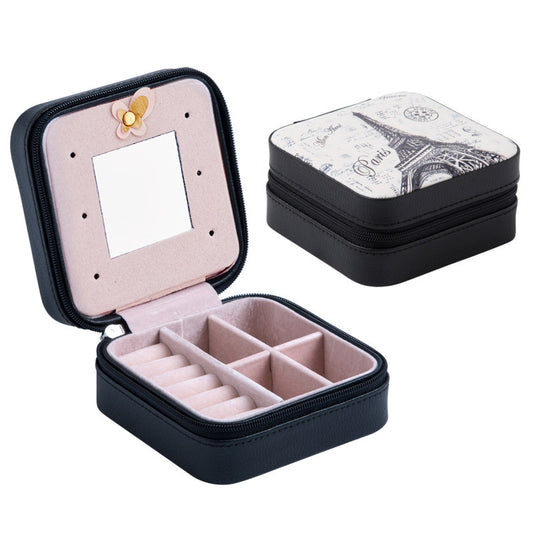 Korea creative small jewelry box Portable travel jewelry box Snake leather earrings earrings storage box