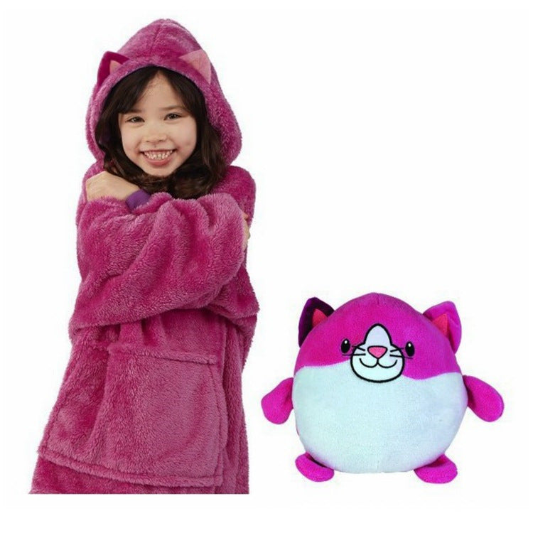 Cartoon Doll Children's Pullover Pajamas Pet Pillow Lazy TV Blanket HUGGLE PETS Cold-proof Children's Model