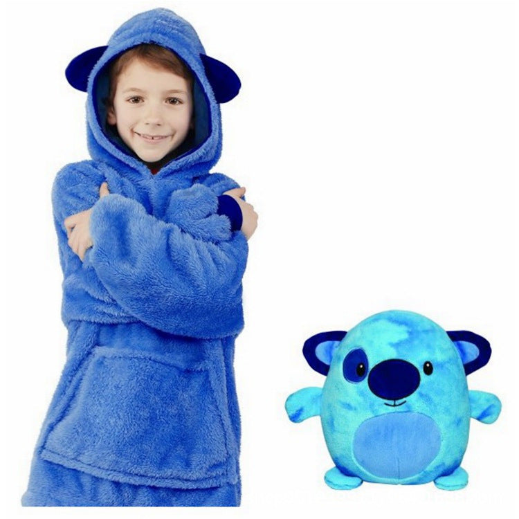 Cartoon Doll Children's Pullover Pajamas Pet Pillow Lazy TV Blanket HUGGLE PETS Cold-proof Children's Model