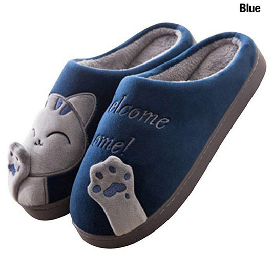 Cartoon Home Lucky Cat Cotton Slippers Fashion Home Lovers Men and Women Parent-child Shoes Non-slip Soft Coral Fleece Cotton Shoes